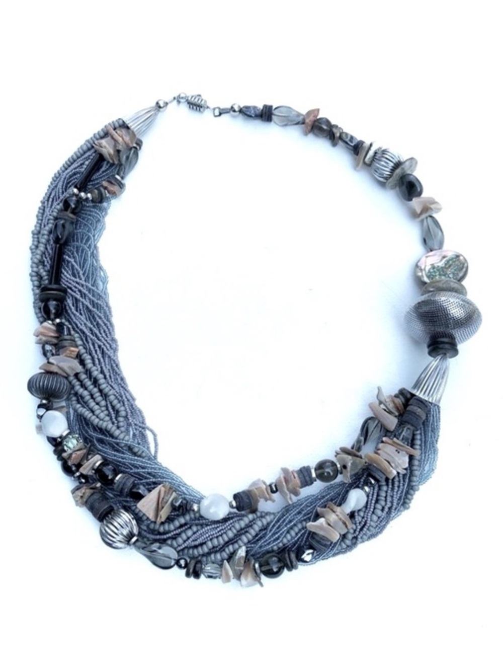 Vintage Designer Lucille Gauthier MOP, Shells & Beaded Necklace 80’s